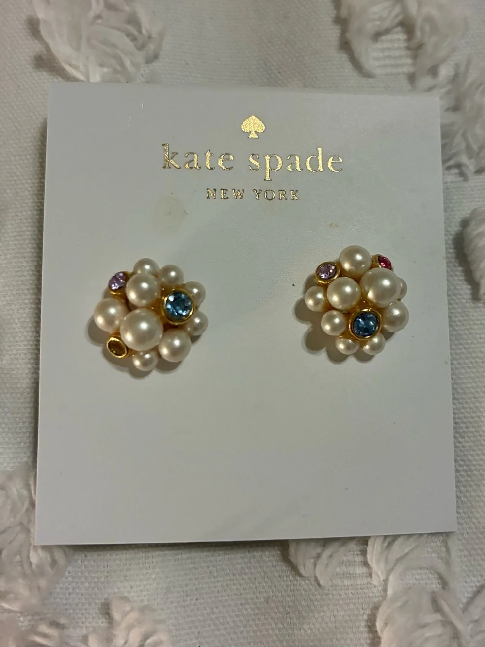 kate spade imitation pearl and crystal cluster stud earrings